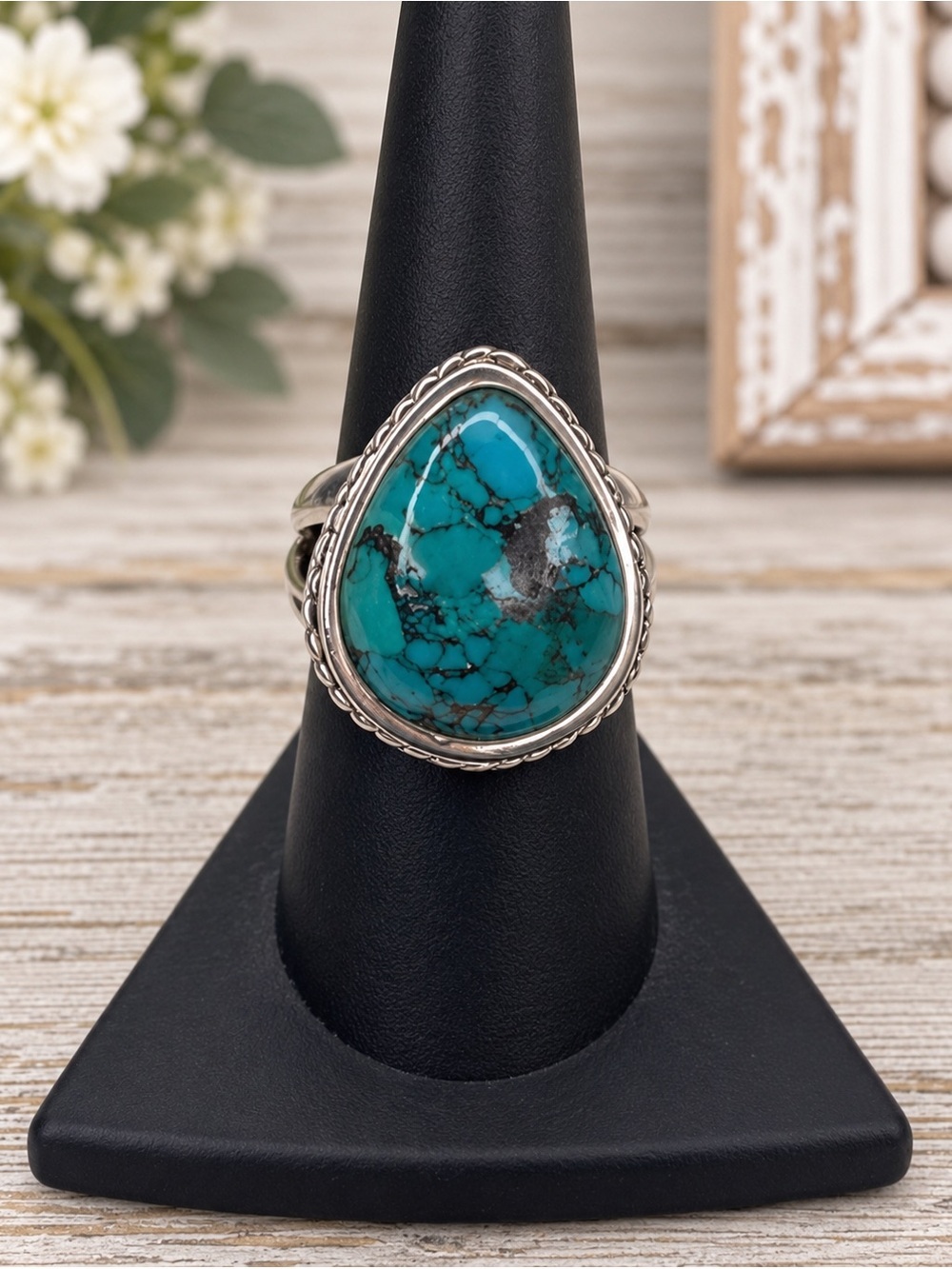 Barse Sterling Silver Turquoise Teardrop Statement Ring